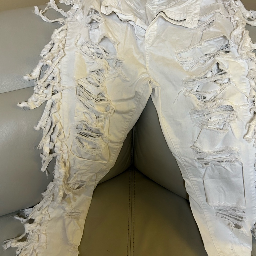 Frayed White Women's Jeans